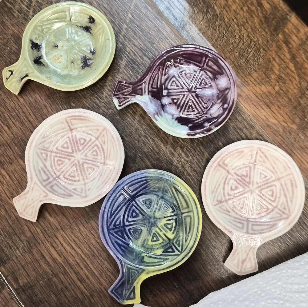 Stoneware Mini Miniature Ashtrays Tribal Norse
